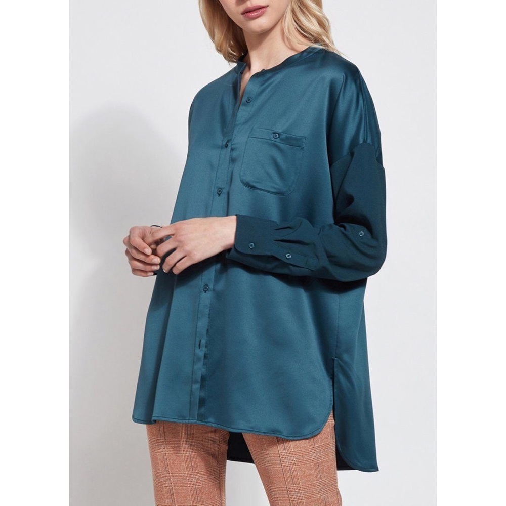 Button Down Peacock Blouse - Lysse New York